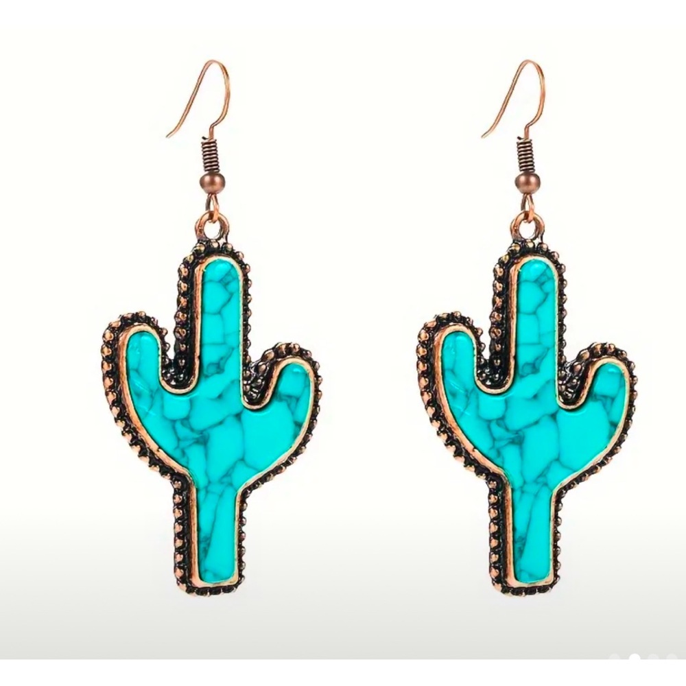 NEW Turquoise Cactus Earrings